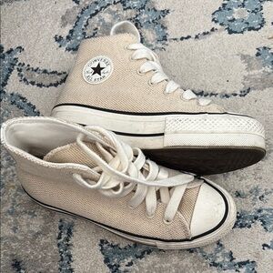 Converse Cream High-Top Sneakers Classic Canvas Design
